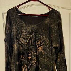 Black and Cream Long Sleeve Bateau Neck Tunic